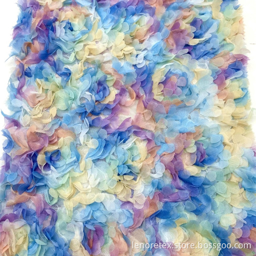 Rose Flower Knit Mesh Dribbling Embroidered Lace Fabric